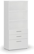 Kancelárska skriňa s kombinovanými zásuvkami PRIMO WHITE, 800 x 420 x 1781 mm, biela