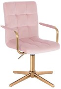 LuxuryForm DESIGN Otočná stolička VERONA GOLD VELUR na zlatom kríži - ružová