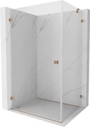 Mexen Lunar-B, výklopný sprchový kút ľavý 75 x 70 cm, 8mm číre sklo, profil medená matná, 832-075-070-65-00-L