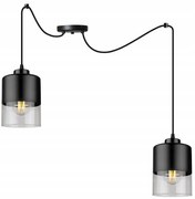 Závesné svietidlo Roma Spider, 2x čierne/transparentné sklenené tienidlo