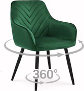 Otočné kreslo NANA -tmavozelený zamat / čierne nohy