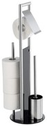 Stojan na toaletný papier so štetkou z nehrdzavejúcej ocele v matne striebornej farbe Ravina – Wenko