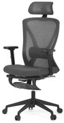 Kancelárske kreslo KA-S257 GREY, šedá MESH, podnožka, posuvné sedadlo, 2D podrúčky