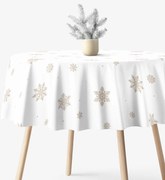 Goldea okrúhly obrus 100% bavlnené plátno - snehové vločky na bielej Ø 100 cm