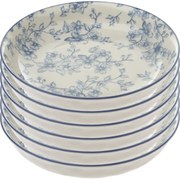 Súprava 6 hlbokých tanierov Nežné kvety 20 cm, modrá