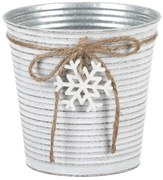 Obal na kvety s drevenou vločkou, kov, pr. 15 cm