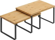 Set dvoch stohovateľných poličiek bambusové AUK-E1002 BK (2 ks)