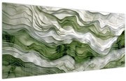 Obraz - Zelenobiele vlnky (120x50 cm)