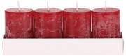 Súprava sviečok, červená, 4 ks, parafín