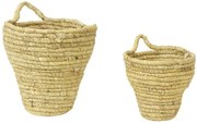 2 ks pletených prírodných košíkov s ušami Lionny - Ø18*17/ Ø13*13cm