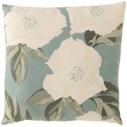 Zelený vankúš s kvetmi a výplňou Lake - 43*4*43 cm