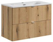 Závěsná skříňka Nova Oak II se zápustným umyvadlem 80 cm dub coast evoke