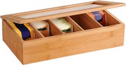 Kesper Bambusový organizér na čaj, krabička na čaje, 5 priehradiek