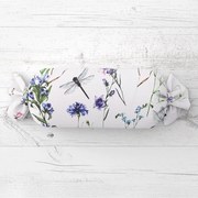 Biante Vankúš valec bonbon Sandra SA-429 Lúčne kvietky s vážkami 15x40 cm