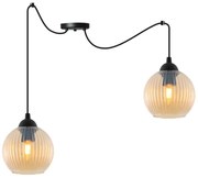 Závesné svietidlo Riffle Round Spider, 2x medové sklenené tienidlo