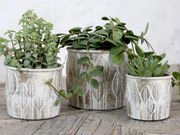 Bielo - zlatý antik cementový obal na kvetináč Vittel - Ø10*9cm