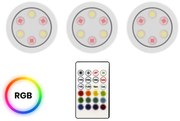 LED svietidlo Jojo, 1x LED 0,6w 3000-6000k, w, RGB, ovládač, sada 3ks