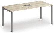Rokovací stôl PRIMO SQUARE, 180x80 cm, dub prírodný + stolová zásuvka TYP I, strieborná
