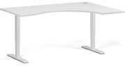 Ergonomický výškovo nastaviteľný stôl, 160x120 cm, 2 motory, L/P, biela podnož, biela