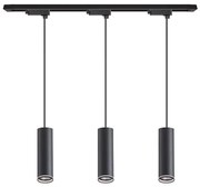 Závesné svietidlo na lane v lištovom systéme PIPE 3xGU10/10W/230V čierne