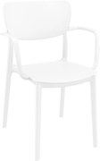 LISA záhradná stolička s podrúčkami white