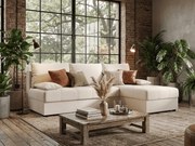 Rozkladacia obojstranná sedacia súprava do L VENORIA SLIM 200x143 cm, krémová + 2 vankúšiky ZDARMA