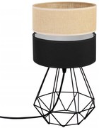 Stolná lampa Juta, 1x jutové/čierne textilné tienidlo, d
