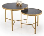 Konferenčný stolík Christian, čierny mramor / zlatá