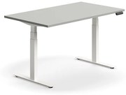 Výškovo nastaviteľný stôl QBUS, rovný, 1400x800 mm, biely rám, svetlošedá