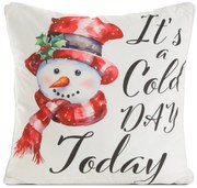 VIANOČNÁ DEKORAČNÁ OBLIEČKA NA VANKÚŠ SNOWMAN 45X45 CM VZOROVANÁ