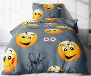 Obliečky Smajlíci šedé Bavlna 70×90 140x200 cm