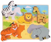 Bigjigs Toys Hrubé vkladacie puzzle safari
