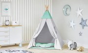Detský stan Tipi hviezdy mäta / sivý