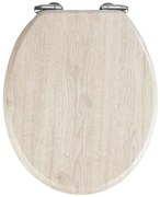 Svetlé WC sedadlo s jednoduchým zatváraním Wenko Oak, 43 × 37 cm