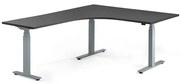 Výškovo nastaviteľný rohový stôl MODULUS, 1600x2000 mm, strieborná, čierna