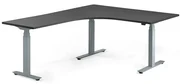 Výškovo nastaviteľný rohový stôl MODULUS, 1600x2000 mm, strieborná, čierna