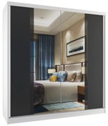 Šatníková skriňa 158cm Belini biely mat / čierny mat s posuvnými dverami a zrkadlom  MV SZP3/2/W/B/B/HI