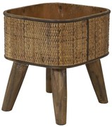 Hnedý drevený kvetináč s výpletom na nôžkach Canya - 32*29*34cm