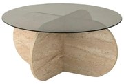 Konferenčný stolík Bubble Travertine s tmavým sklom