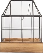 Dekoračný skleník/ vitrína s dreveným podstavcom Pallas - 26*17*32 cm