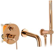 Rea Lungo, podomietková vaňová batéria s ručnou sprchovou sadou + BOX, ružové zlato, REA-B6930