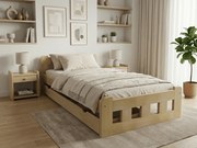 Posteľ Naomi zvýšená 90 x 200 cm, borovica Rošt: S latkovým roštom, Matrac: Bez matraca