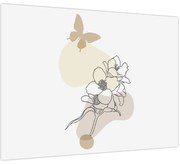 Obraz - Béžové kvety s motýľom N⁰3 (70x50 cm)