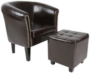 Kreslo s taburetom Chesterfield, hnedé