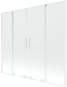 Mexen Velar L Duo, 2-krídlová posuvná vaňová zástena 180 x 150 cm, 8mm číre sklo, biela matná, 896-180-003-02-20