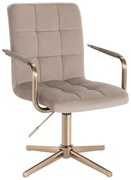 LuxuryForm DESIGN Stolička VERONA GOLD VELUR na zlatom kríži - latte