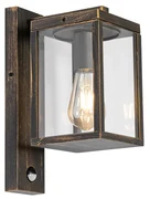 Vonkajšia nástenná lampa starožitné zlato s pohybovým senzorom IP44 - Charlois