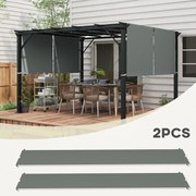 Outsunny Sada 2 sklopných pergolových výmenných plachiet 4,9 x 1,2 m pre pergolu 3 x 3 m, tmavošedá, UV ochrana | Aosom