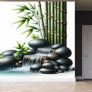 Fototapeta - Potôčik s bambusmi (147x102 cm)