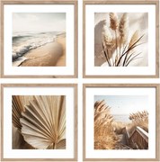 Tlačené obrazy v súprave 4 ks s rámom 30x30 cm Boho Dreams – Styler